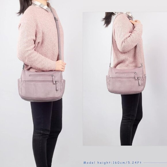 🆕 Volganik Rock PU Leather Shoulder Bag Women Pink Soft Pocketbooks Purse - Picture 3 of 7